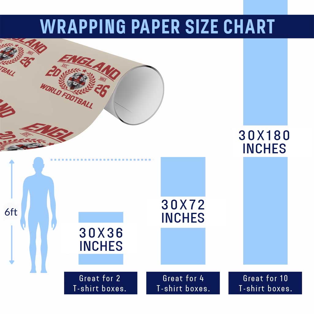 England Football Flag Wrapping Paper Roll Lion St George Cross Soccer Fan Patriotic