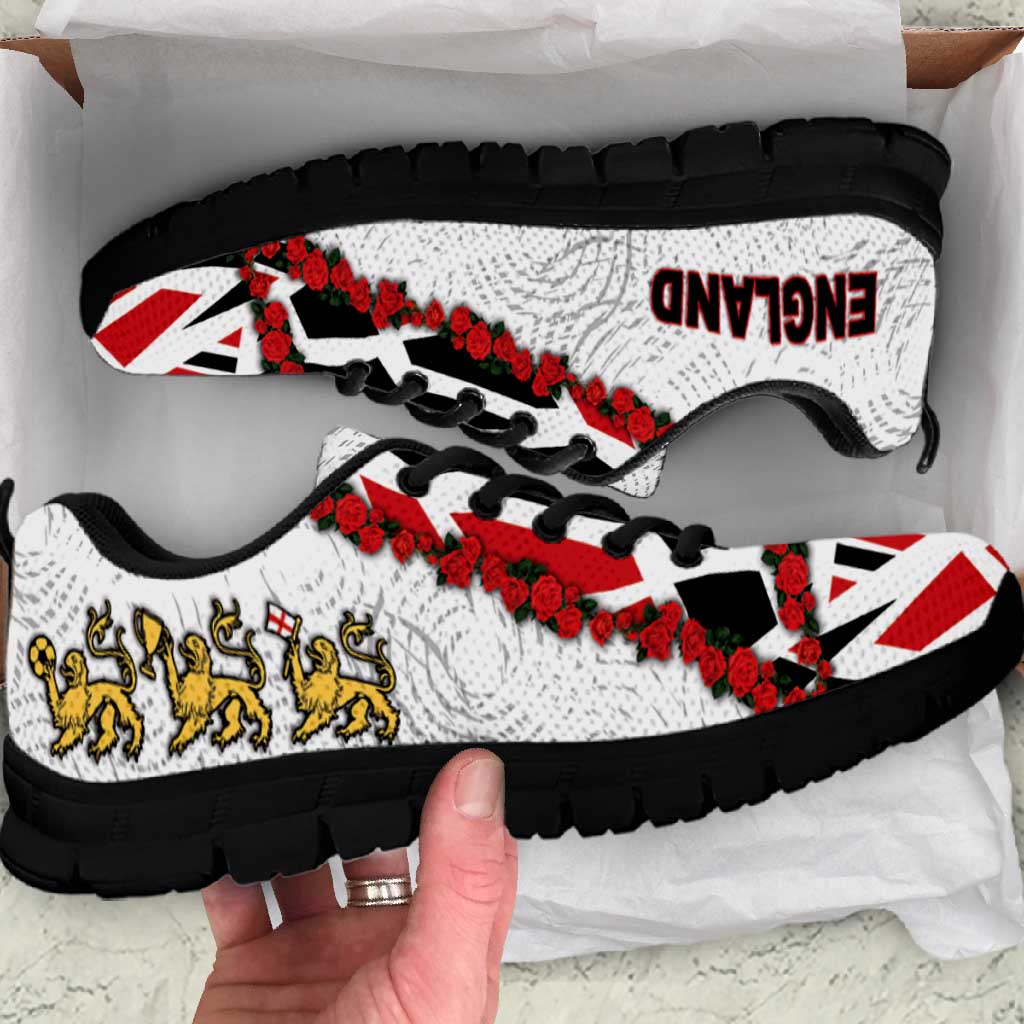 England Football Sneakers Gold Lions And Minimalist Floral