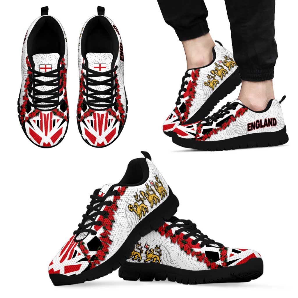 England Football Sneakers Gold Lions And Minimalist Floral
