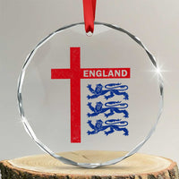 England Football St George Cross Three Lions Emblem Crystal Glass Ornament