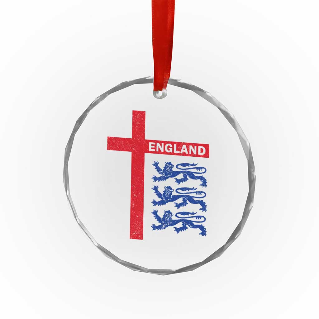 England Football St George Cross Three Lions Emblem Crystal Glass Ornament