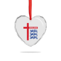 England Football St George Cross Three Lions Emblem Heart Crystal Glass Ornament