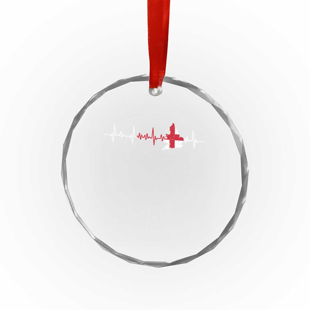England Heartbeat EKG English Flag Map Crystal Glass Ornament