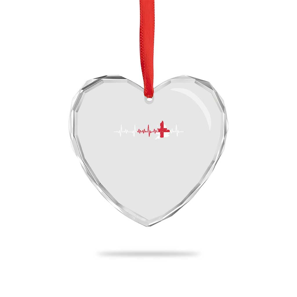 England Heartbeat EKG English Flag Map Heart Crystal Glass Ornament