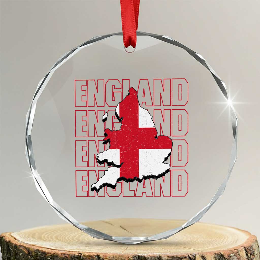 England Map St George's Cross English Roots Crystal Glass Ornament