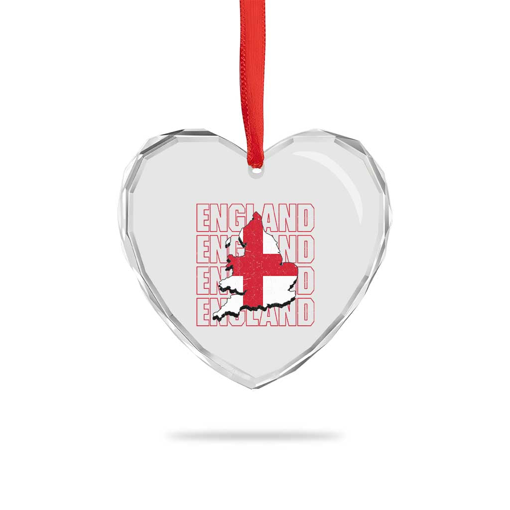 England Map St George's Cross English Roots Heart Crystal Glass Ornament