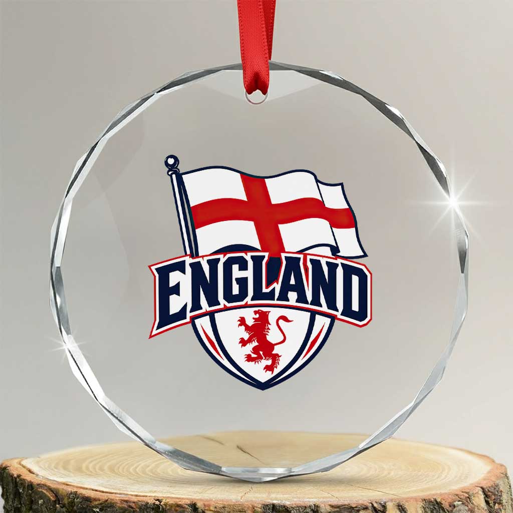 England Patriotic Crest St George Cross Flag Graphic Crystal Glass Ornament English Lion Crest Heritage Pride Souvenir