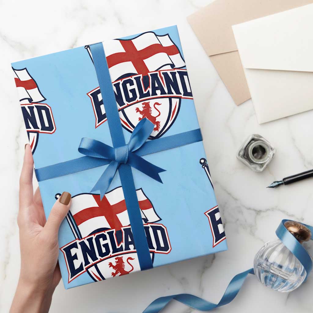 England Patriotic Crest St George Cross Flag Graphic Wrapping Paper Roll English Lion Crest Heritage Pride Souvenir