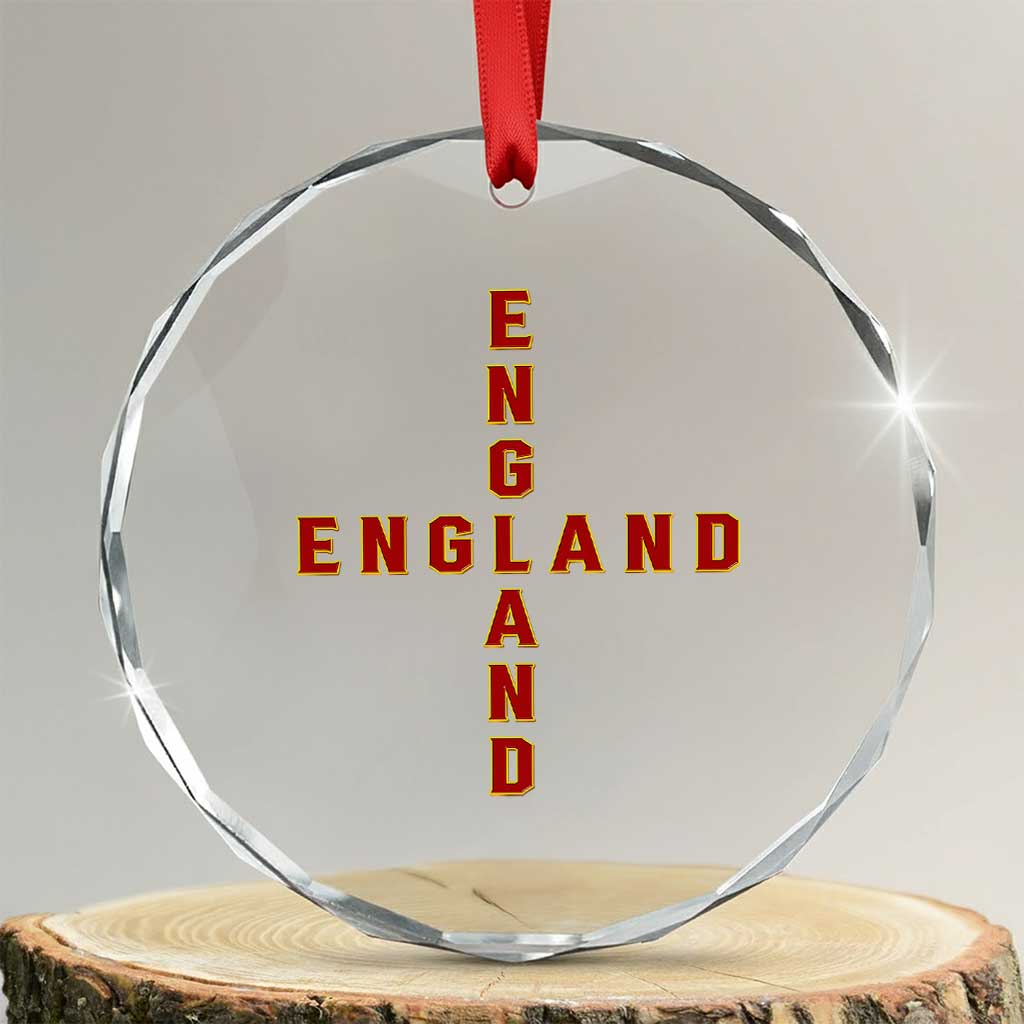 England Pride Cross Shape Typography Graphic Crystal Glass Ornament
