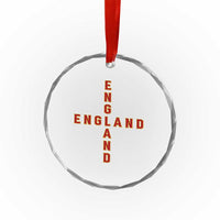 England Pride Cross Shape Typography Graphic Crystal Glass Ornament