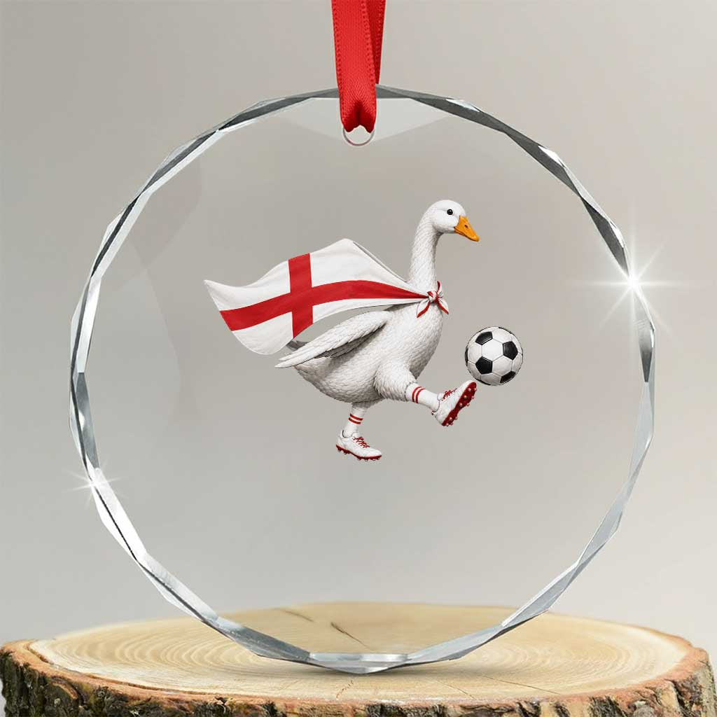 England Soccer Goose Crystal Glass Ornament Patriotic Football Fan Graphic England Flag