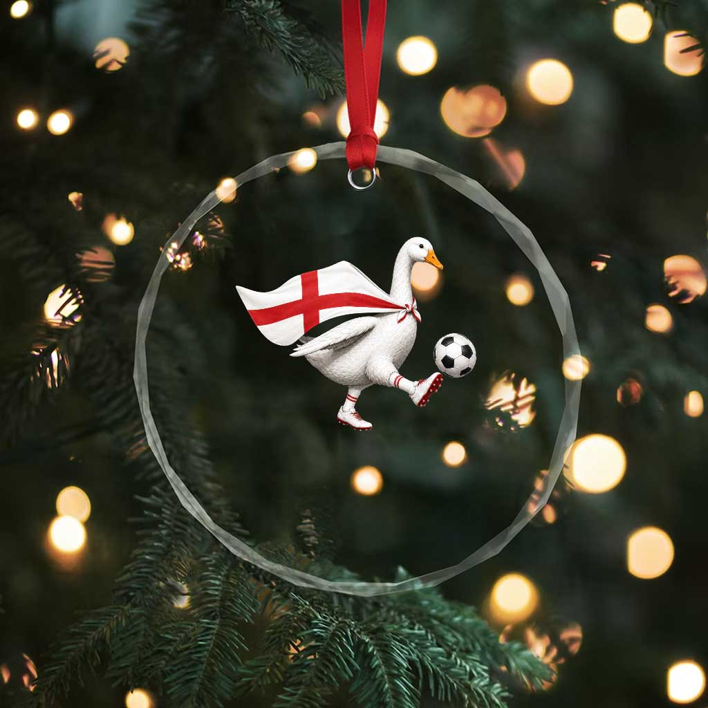 England Soccer Goose Crystal Glass Ornament Patriotic Football Fan Graphic England Flag