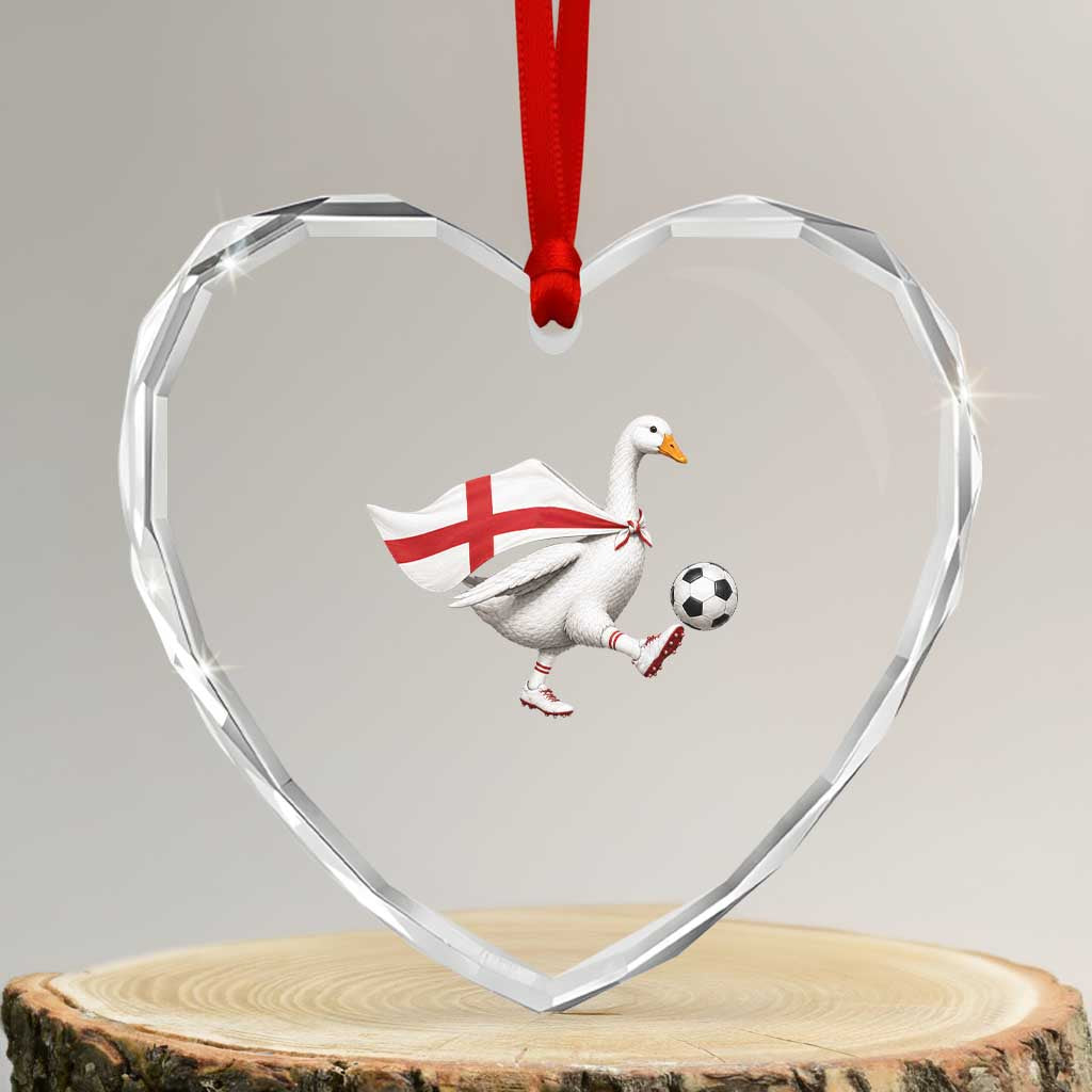 England Soccer Goose Heart Crystal Glass Ornament Patriotic Football Fan Graphic England Flag