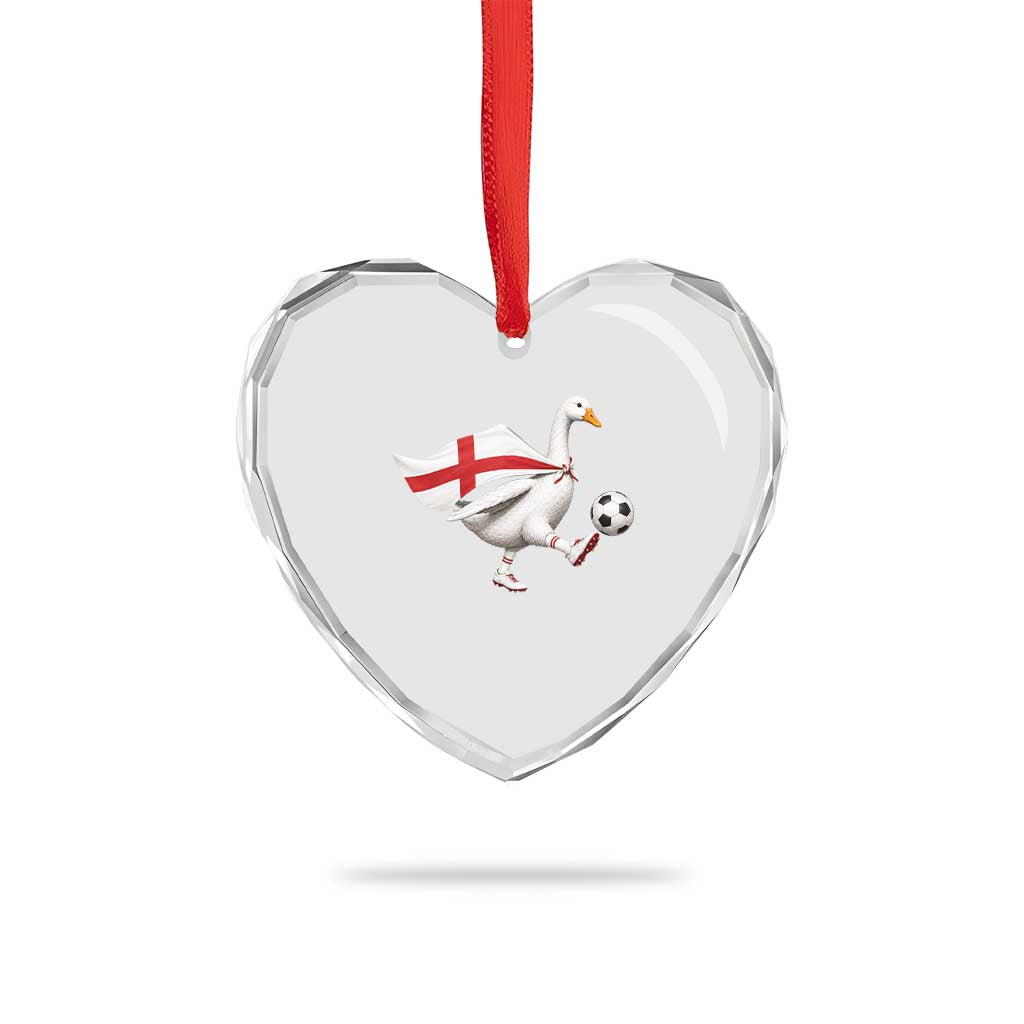 England Soccer Goose Heart Crystal Glass Ornament Patriotic Football Fan Graphic England Flag