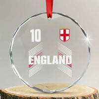 England Soccer Sports Graphic Number 10 Jersey Style Crystal Glass Ornament Proud St George Cross Football Fans Game Day Pride