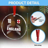 England Soccer Sports Graphic Number 10 Jersey Style Crystal Glass Ornament Proud St George Cross Football Fans Game Day Pride