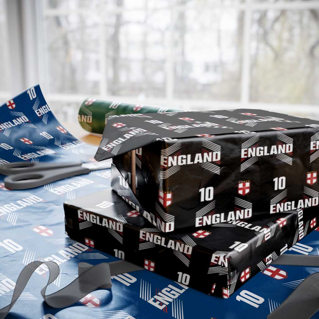 England Soccer Sports Graphic Number 10 Jersey Style Wrapping Paper Roll Proud St George Cross Football Fans Game Day Pride