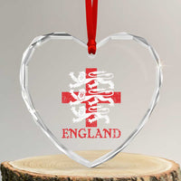 England Three Lions Symbol English Pride Souvenir Heart Crystal Glass Ornament