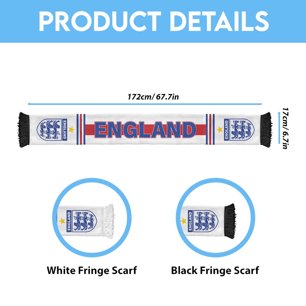 England World Football 2026 Soccer Scarf Go Three Lions Road To Glory