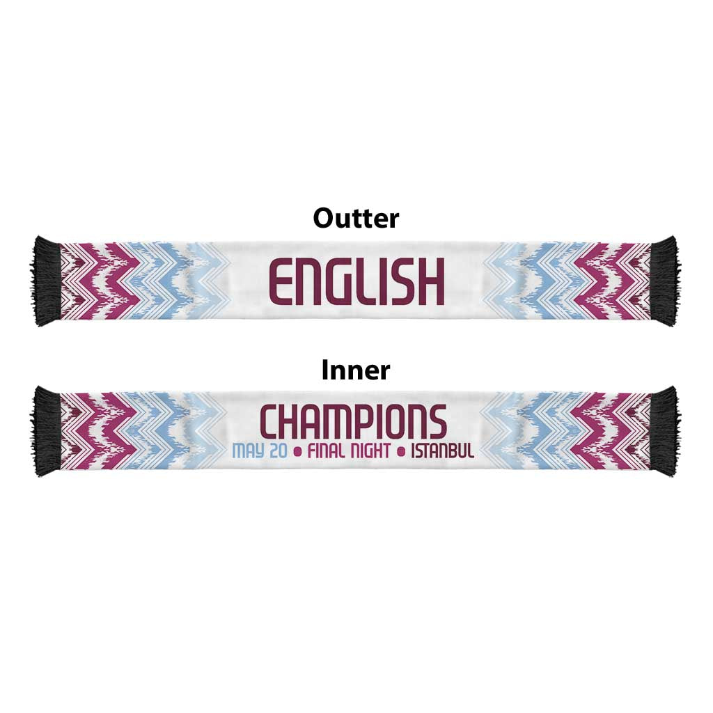 English European Football Soccer Scarf Sublimation Blue Maroon Stripes Effect
