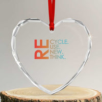 Environmental Activism Heart Crystal Glass Ornament Recycle Reuse Renew Rethink Earth Day