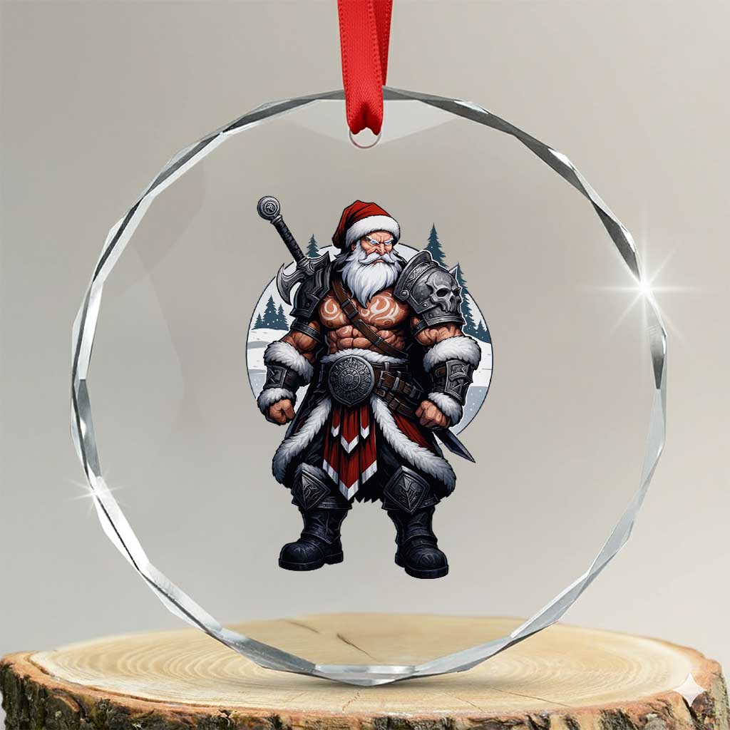 Epic Viking Santa Christmas Crystal Glass Ornament Barbarian Style Holiday Warrior Claus - Wonder Print Shop