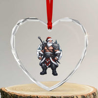 Epic Viking Santa Christmas Heart Crystal Glass Ornament Barbarian Style Holiday Warrior Claus - Wonder Print Shop