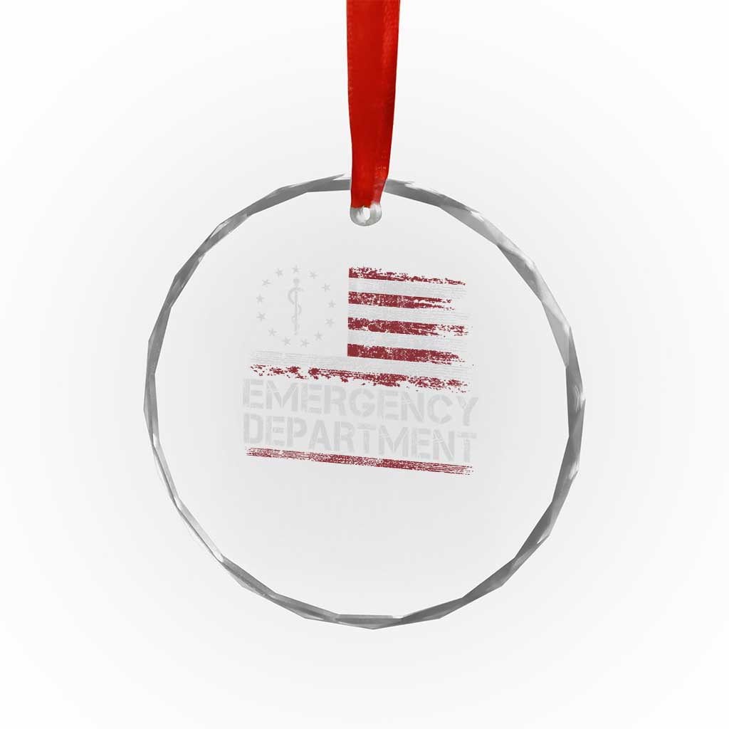 ER Nurse Emegency Department Crystal Glass Ornament Vintage American Flag Healthcare Nursing
