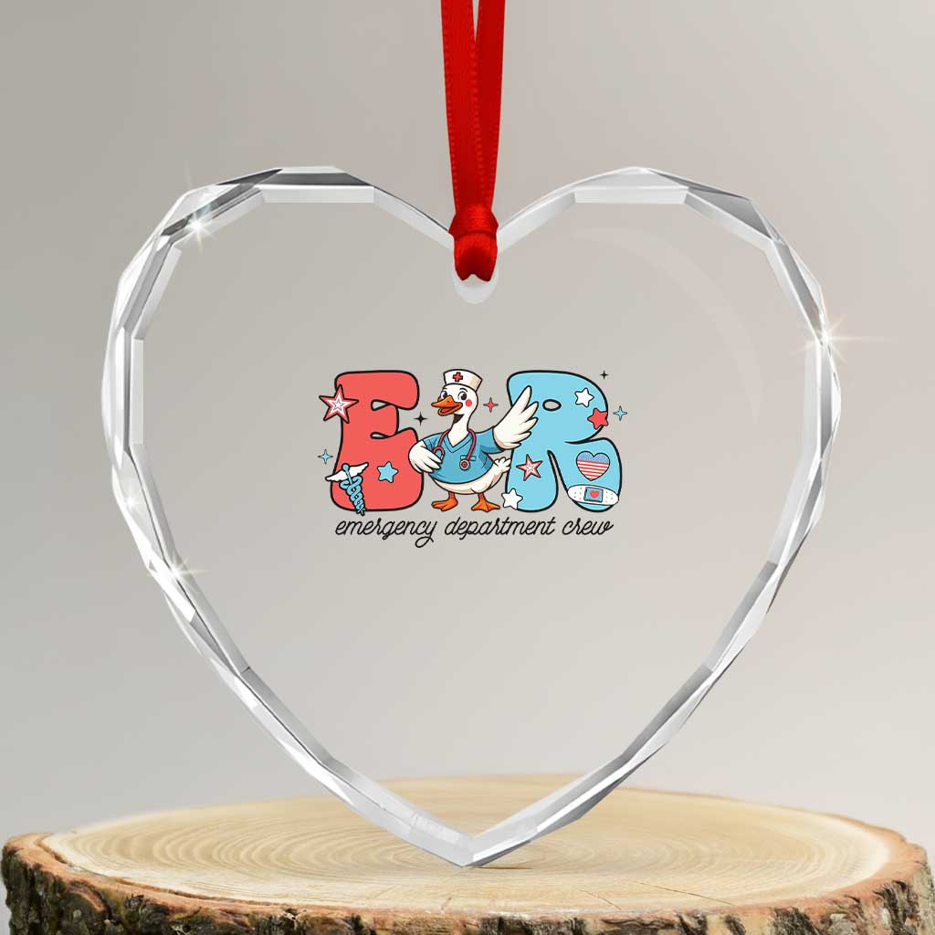 ER Nurse Silly Goose Heart Crystal Glass Ornament Funny Emergency Department - Wonder Print Shop