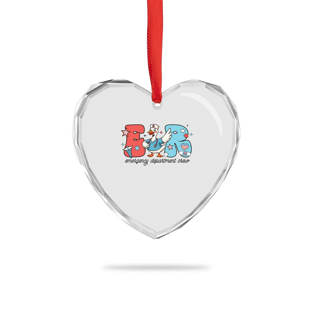 ER Nurse Silly Goose Heart Crystal Glass Ornament Funny Emergency Department - Wonder Print Shop
