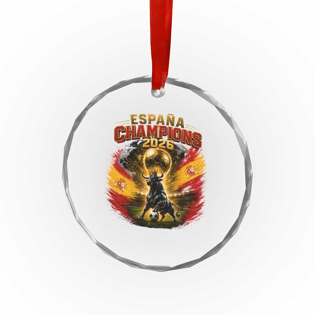 Espana Champions 2026 Crystal Glass Ornament Spain Football Fan Spanish Bull Graphic