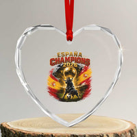Espana Champions 2026 Heart Crystal Glass Ornament Spain Football Fan Spanish Bull Graphic
