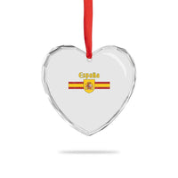 Espana Escudo Retro Spain Coat of Arms and Flag Español Heart Crystal Glass Ornament