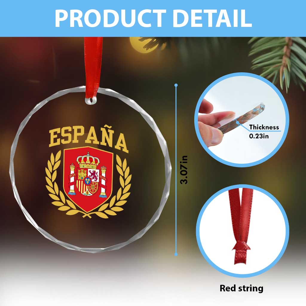 Espana Escudo Retro Spain Coat of Arms Español Crystal Glass Ornament