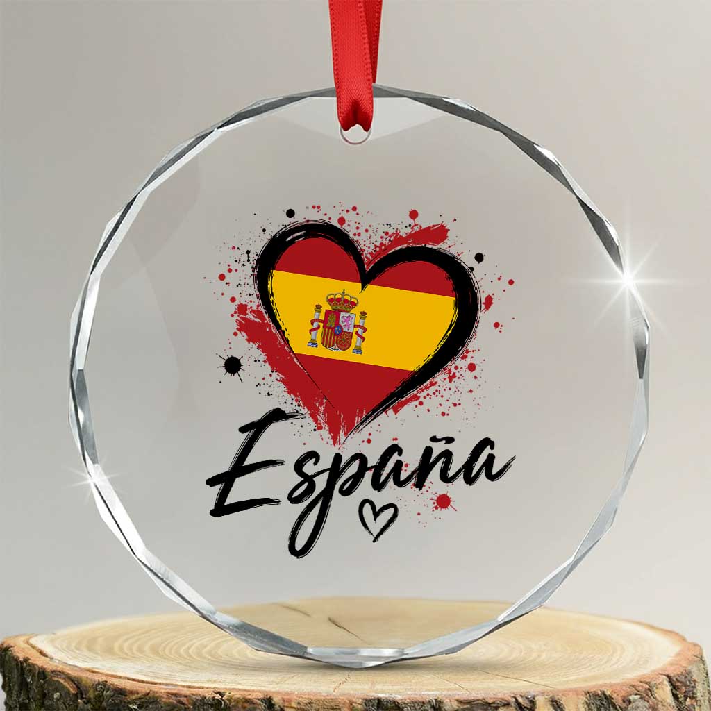 Espana Heart Spanish Flag Patriotic Spain Pride Crystal Glass Ornament