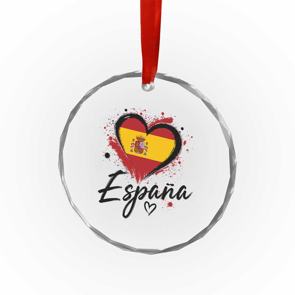 Espana Heart Spanish Flag Patriotic Spain Pride Crystal Glass Ornament