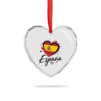 Espana Heart Spanish Flag Patriotic Spain Pride Heart Crystal Glass Ornament