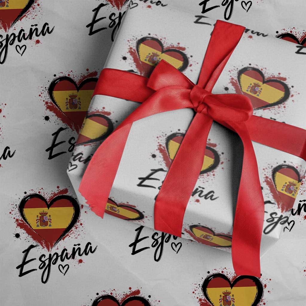 Espana Heart Spanish Flag Patriotic Spain Pride Wrapping Paper Roll