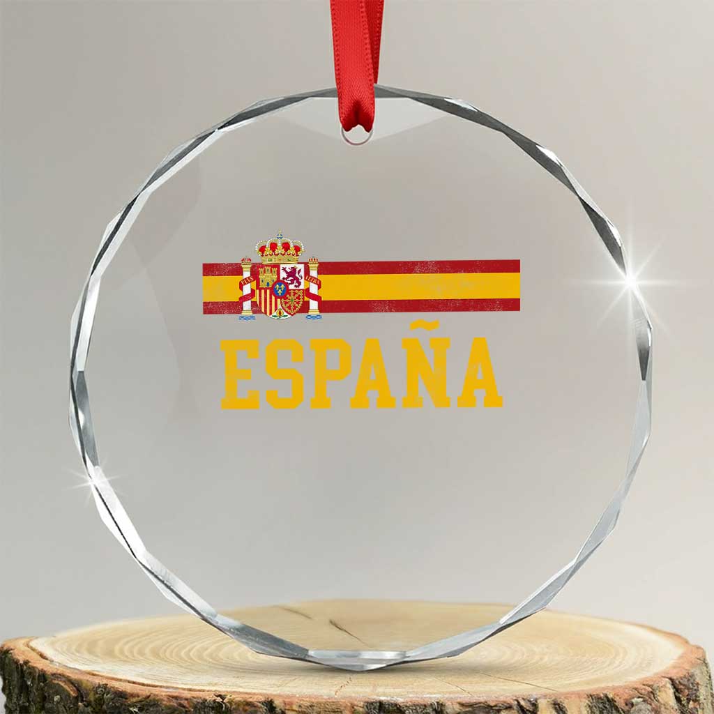 Espana Pride Vintage Spain Coat of Arms Patriotic Spainish Flag Crystal Glass Ornament