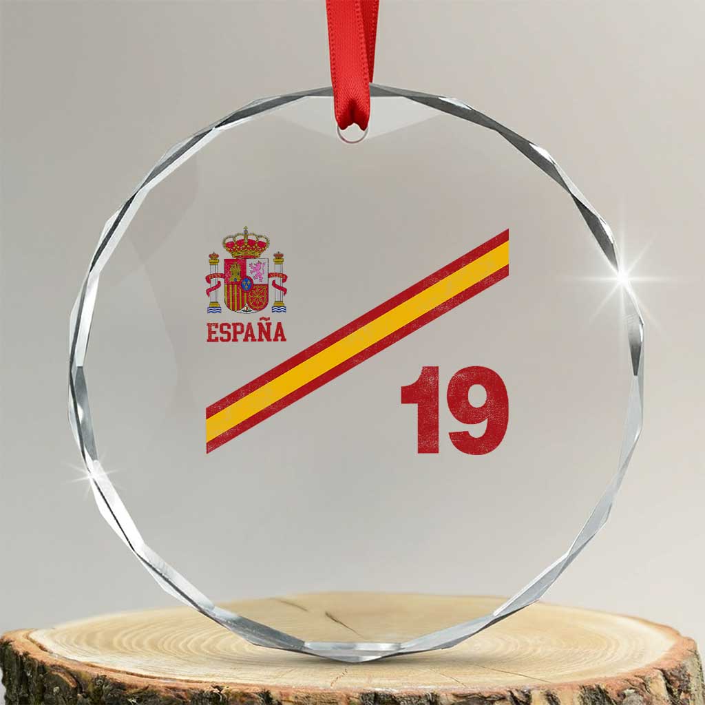 Espana Spain Football Crystal Glass Ornament Spanish Flag Stripes Number 19 Athletic Soccer National Pride