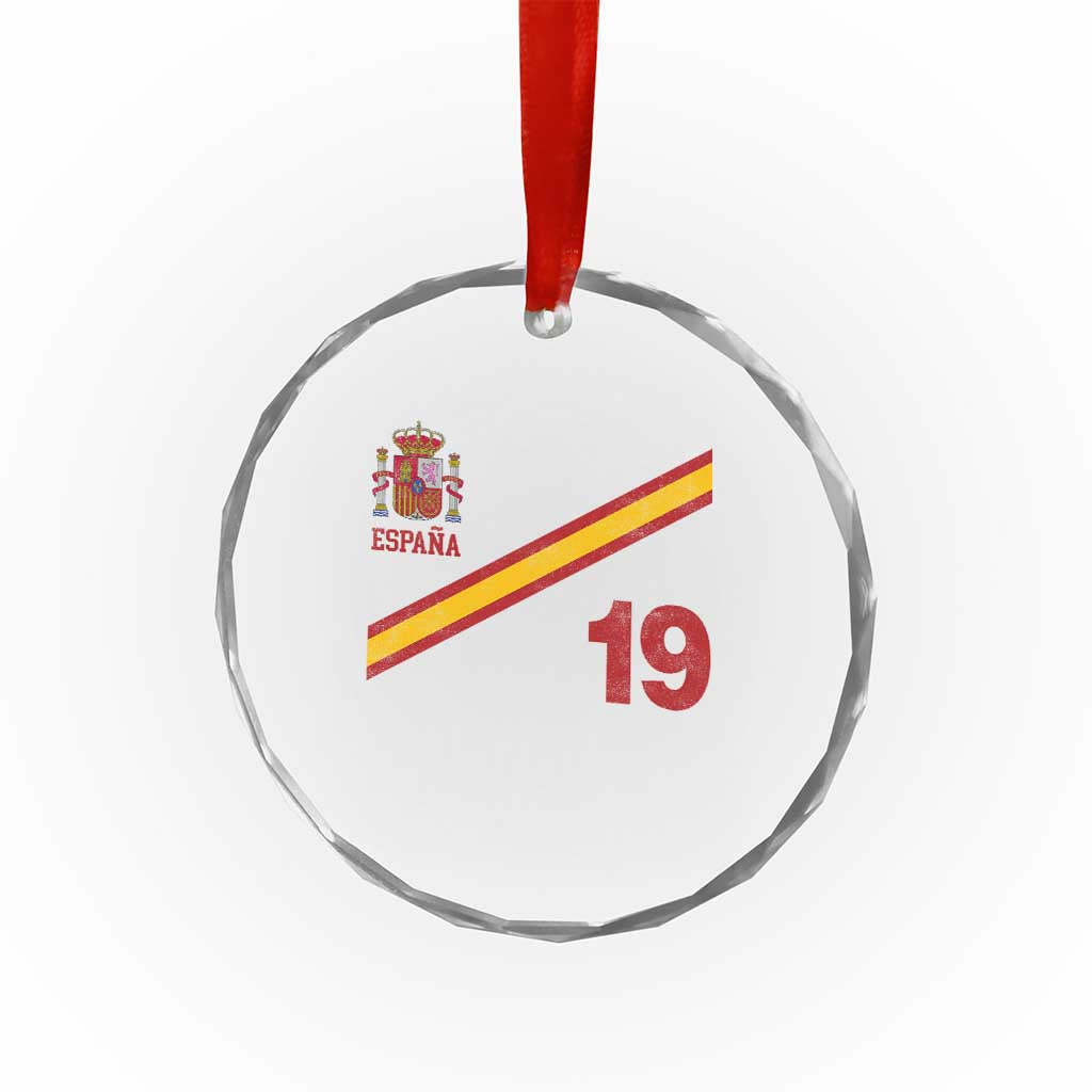 Espana Spain Football Crystal Glass Ornament Spanish Flag Stripes Number 19 Athletic Soccer National Pride
