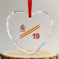 Espana Spain Football Heart Crystal Glass Ornament Spanish Flag Stripes Number 19 Athletic Soccer National Pride
