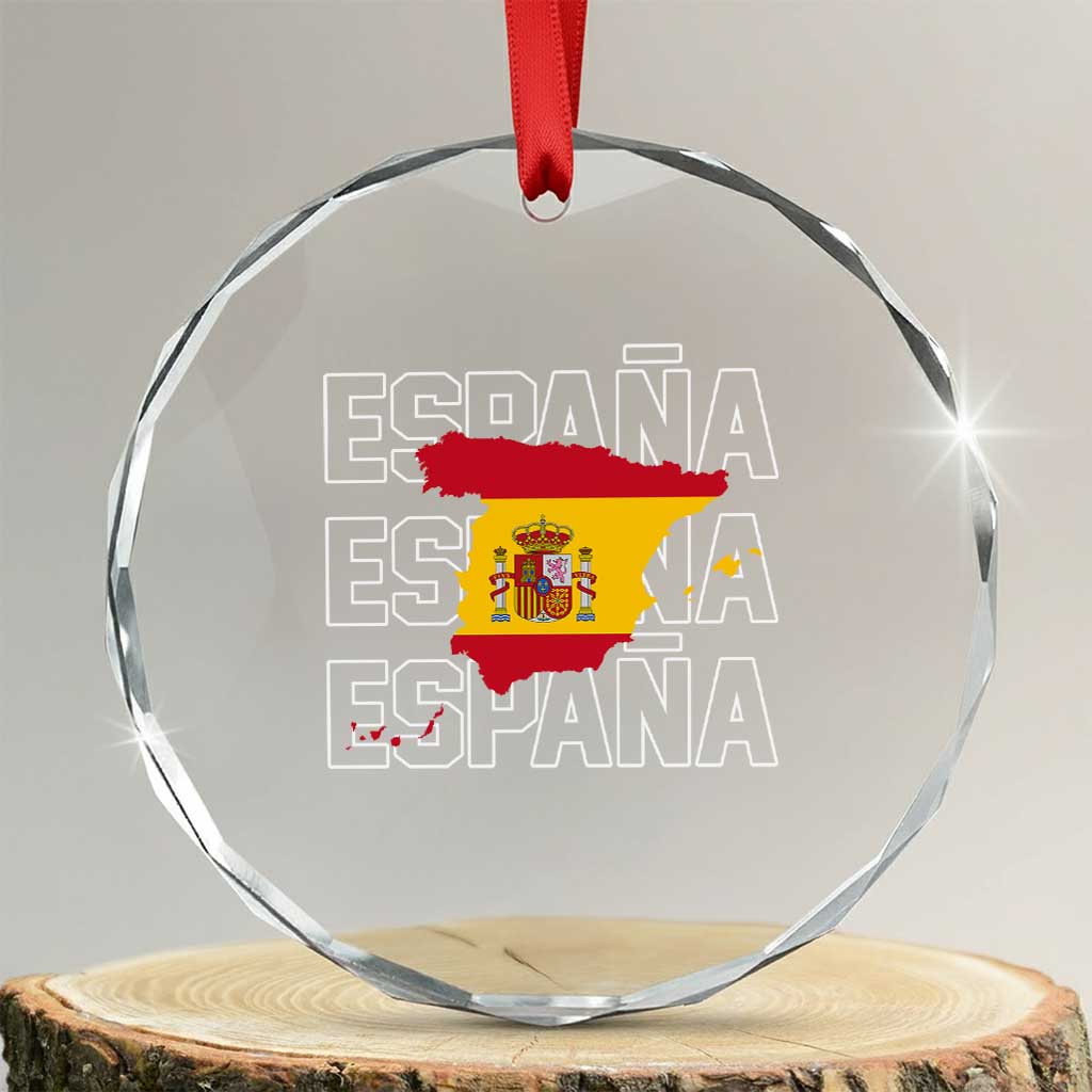 Espana Spain Map Pride Spanish Flag Crystal Glass Ornament