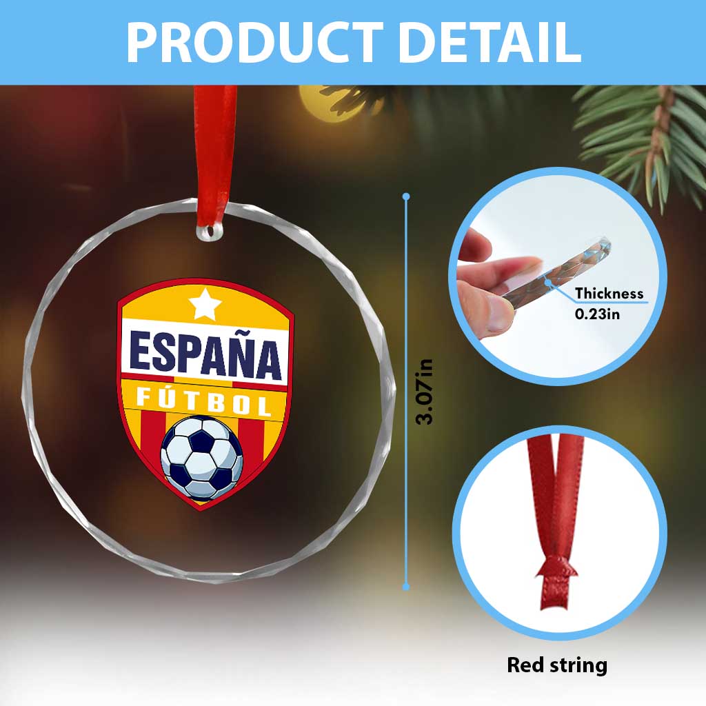 Espana Spain Soccer Football Fan Spanish Flag Crystal Glass Ornament