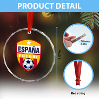 Espana Spain Soccer Football Fan Spanish Flag Crystal Glass Ornament