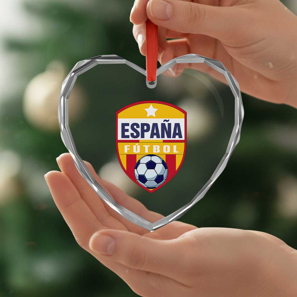 Espana Spain Soccer Football Fan Spanish Flag Heart Crystal Glass Ornament