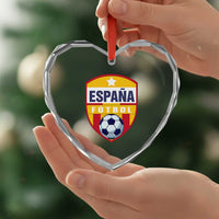 Espana Spain Soccer Football Fan Spanish Flag Heart Crystal Glass Ornament