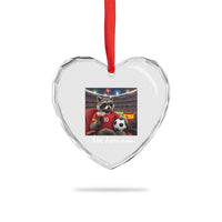 Espana Spain Soccer Football Fan Spanish Flag Heart Crystal Glass Ornament Funny Raccoon I Live Here Now