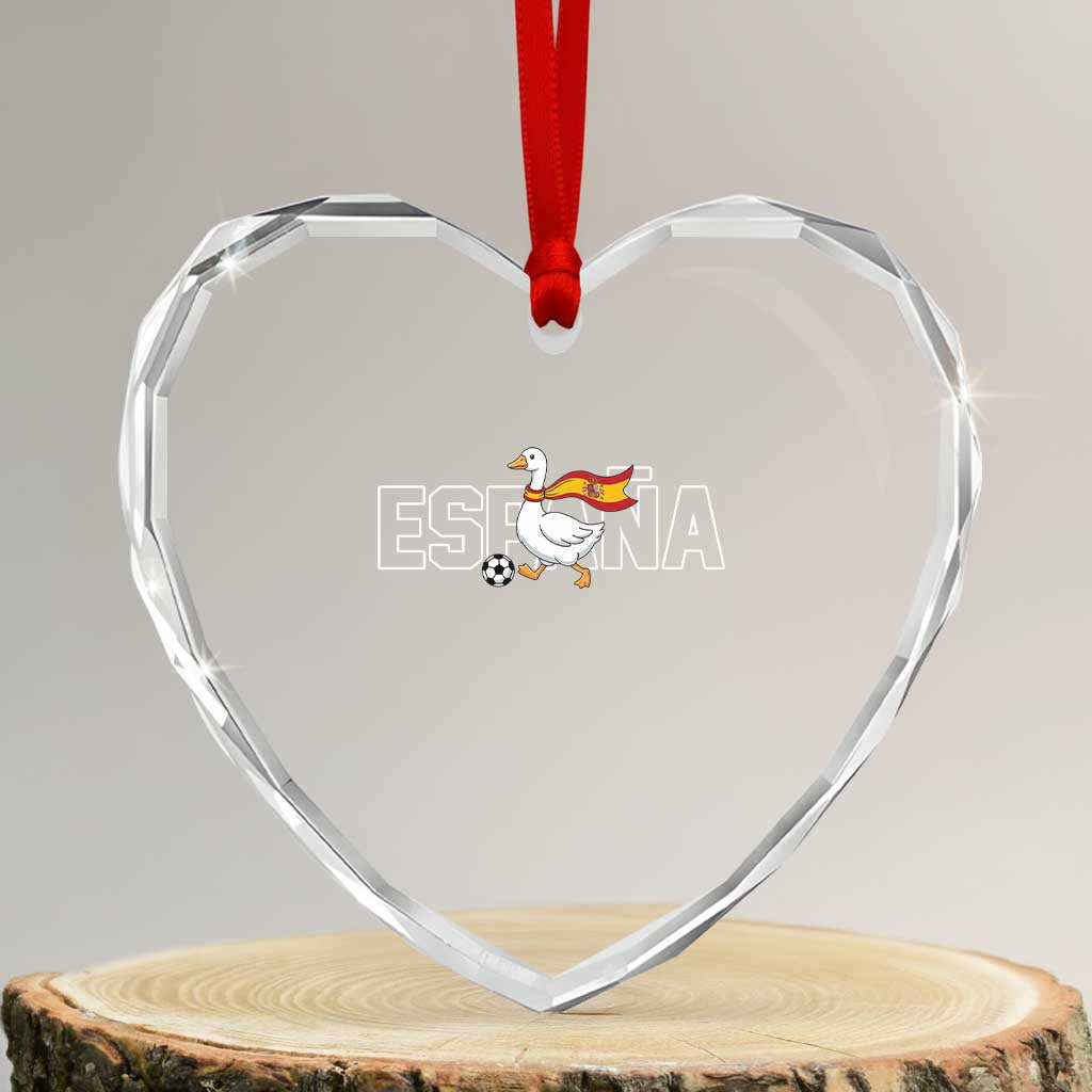Espana Spain Soccer Football Heart Crystal Glass Ornament Silly Goose Spanish Flag Fan Supporter