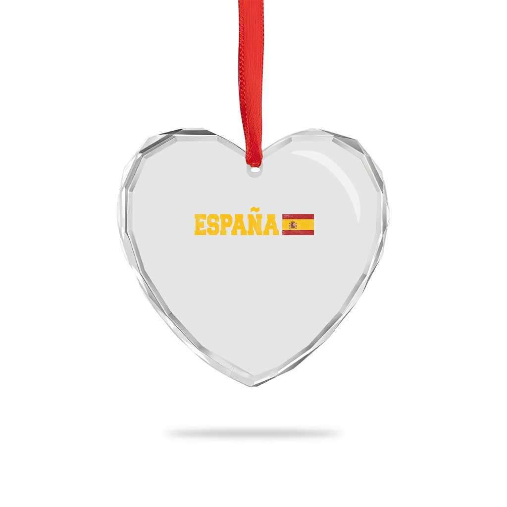 Espana Spain Vintage Sports Design Spanish Flag Heart Crystal Glass Ornament